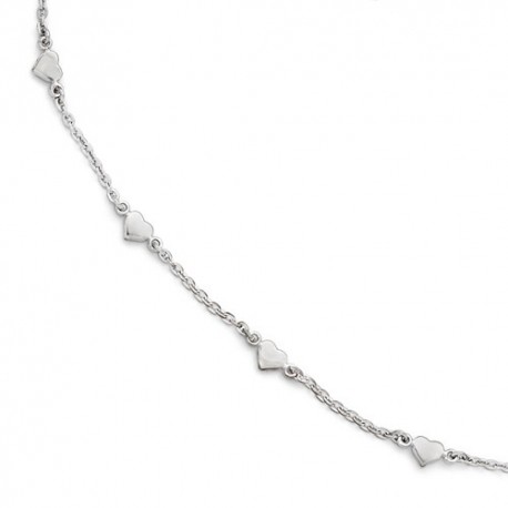 QLF506-10 Leslies Sterling Silver Polished Heart Anklet 9" with 1in extention