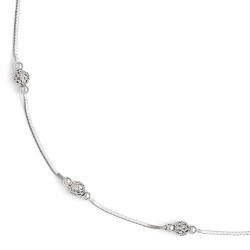 QLF336-9 Leslie's Sterling Silver Polished and Textured Beaded Anklet with 1in ext