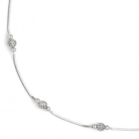 QLF336-9 Leslie's Sterling Silver Polished and Textured Beaded Anklet with 1in ext