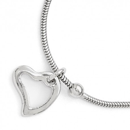 QLF337-9 Leslie's Sterling Silver Polished Heart Anklet with 1in ext