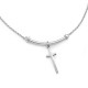 QLF695-17 Leslie's Sterling Silver Polished Cross with 1in ext. Necklace