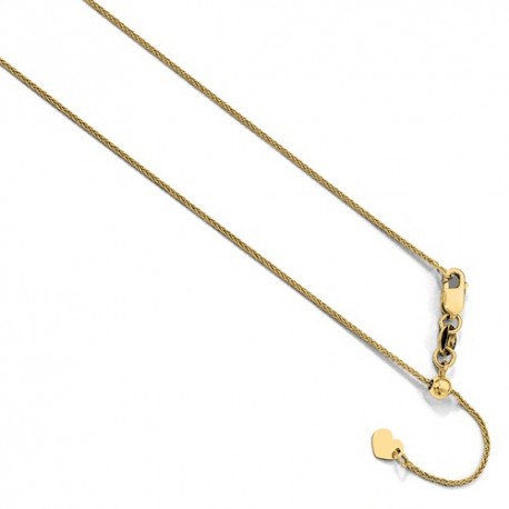 5278-22 Leslie 10K Yellow Gold .8 mm Adjustable Wheat Chain