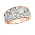 D19 10k White&Rose gold. Paisley design dia ring .29tdw 