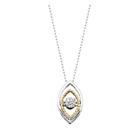 D21 Diamond Dancers 10K two tone gold diamond pendant .03tdw 