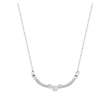 D22 Curved Bar necklace .11tdw 10k white gold Reg $555.00