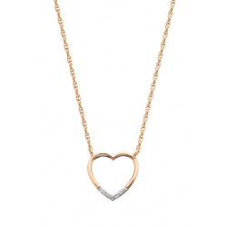 C133 10k Pink Gold Geometric Heart pendant .02tdw