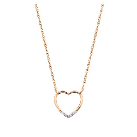 C133 10k Pink Gold Geometric Heart pendant .02tdw