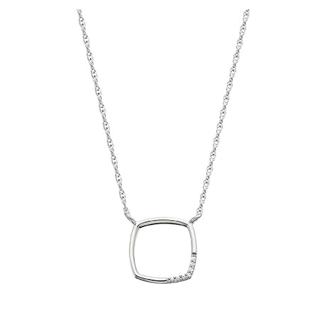 C134 10k White gold Geometric Square pendant .02tdw Reg $240.00