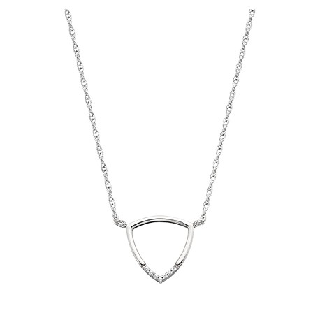 C135 10k White gold Geometric Triangle pendant .02tdw Reg $240.00
