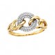 D26 10K two tone diamond link circle ring .21tdw  Reg $1050.00