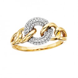 D26 10K two tone diamond link circle ring .21tdw  Reg $1050.00