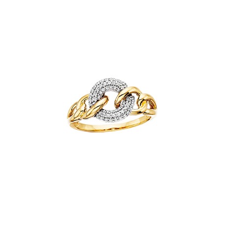D26 10K two tone diamond link circle ring .21tdw  Reg $1050.00