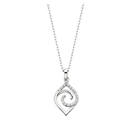 D29 10K white gold Navette pendant .10tdw