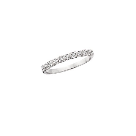 C118 10K white gold round and square stackable band ring.  .08tdw  Reg $450.00