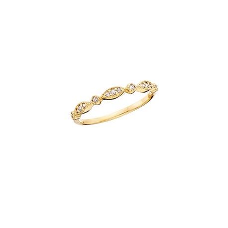 C119 10K yellow gold round and marquise stackable ring .09tdw  Reg $450.00