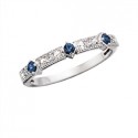 C121 10K white gold round & rectangular design with round Sapphire and .04tdw stackable ring
