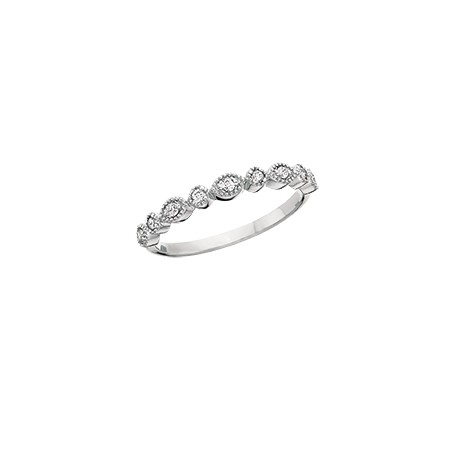 C124 10K white gold round and marquise design with round diamonds .09tdw stackable ring   Reg $450.00