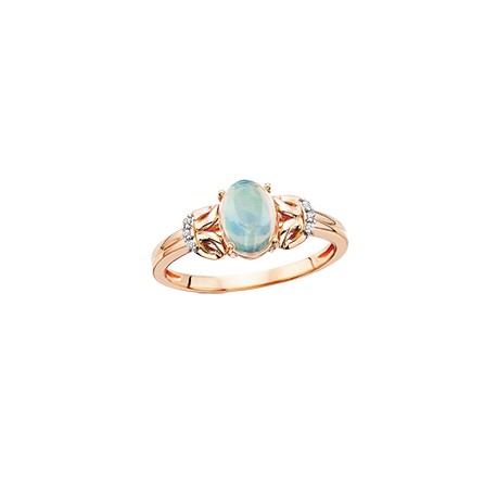 D50 10k Pink gold oval opal ring. .03tdw  REg 525.00