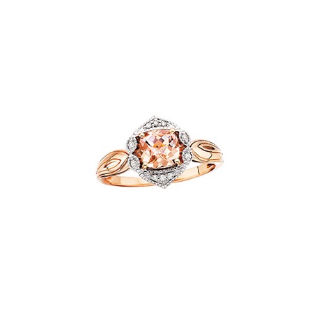 D52 10k Pink Cushion shape Morganite Ring .05tdw Reg $750.00