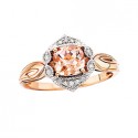 D52 10k Pink Cushion shape Morganite Ring .05tdw