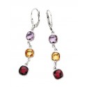 C151 Sterling Silver Multi color cushion colored stone earrings