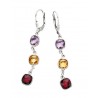 C151 Sterling Silver Multi color cushion colored stone earrings