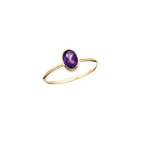 C156 10k yellow gold oval Amethyst stackable ring  Reg 300.00