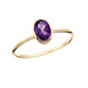 C156 10k yellow gold oval Amethyst stackable ring