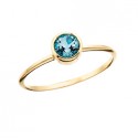 C157 10k yellow gold round Blue Topaz stackable ring