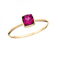 C158 10k yellow gold cushion shape Rhodolite stackable ring