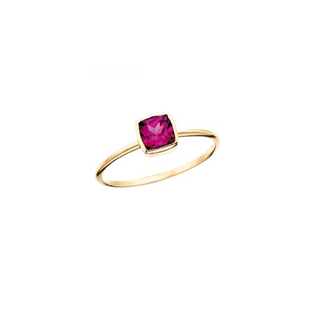C158 10k yellow gold cushion shape Rhodolite stackable ring