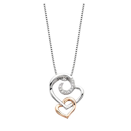 D69 Captured Heart Sterling Silver diamond .015tdw pendant.