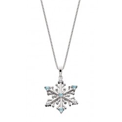 D70 Sterling Silver White Topaz and Blue Topaz Snowflake pendant 