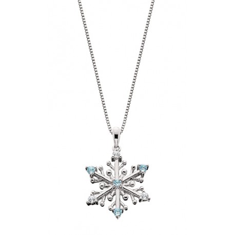 D70 Sterling Silver White Topaz and Blue Topaz Snowflake pendant 