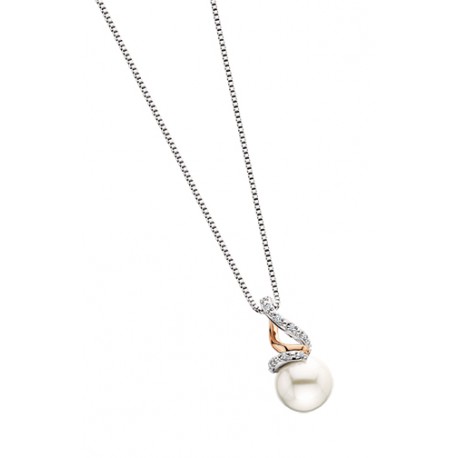 D75 Sterling Silver Pink plate with pearl and .02tdw Diamond pendant. Reg $195.00