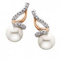  Two-Tone Pearl and Diamond Earrings .04tw