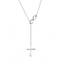 D96 SS Infin &Cross y necklace 18in