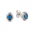  14KW Aspire Gemstone Collection Sapphire Earrings .10tdw