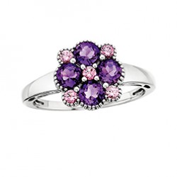 G77 SS AMETH&PINK SPINEL RING AVAL SIZE 6-9 REG$300