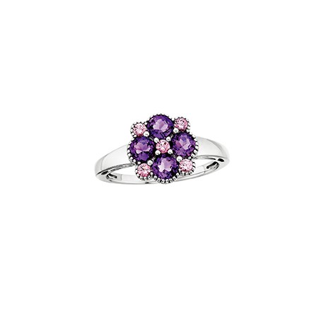 G77 SS AMETH&PINK SPINEL RING AVAL SIZE 6-9 REG$300
