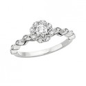 G49 14KW FLORAL ENGAGEMENT RING .09TW+1/4CTR