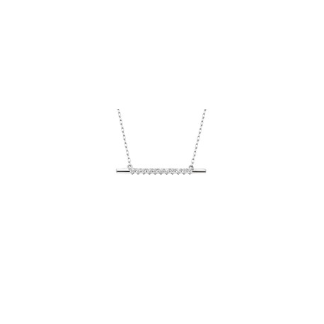 D23  Bar necklace .13tdw 10k white gold
