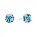 K25  SS Blue Topaz and Simulated Diamonds Earrings